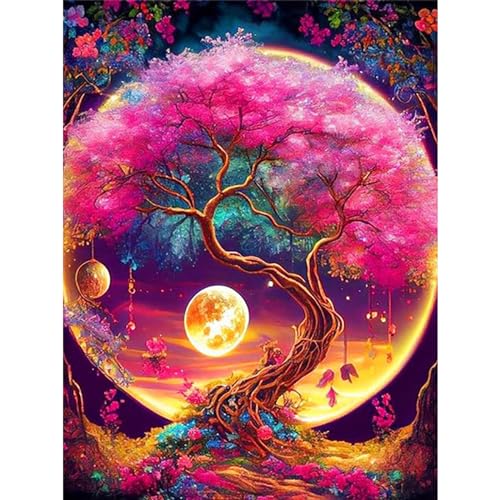 YIYUE 5D Diamond Painting Kits Bilder für Erwachsene, Tree Baum DIY Diamant Malerei Painting Bilder Set, Diamond Art Full Runder Malen Nach Zahlen Erwachsene Set (35x45cm), Nr. 9 von YIYUE