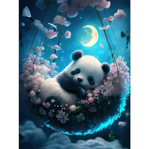 YIYUE Malen Nach Zahlen Erwachsene, DIY Handgemalt Ölgemälde Kit für Anfänger und Erwachsene, Panda Ölgemälde-Set für Mädchen und Jungen Mit 3-Pinseln und Acrylfarbe (40x50 Zentimeter),Nr.1 von YIYUE