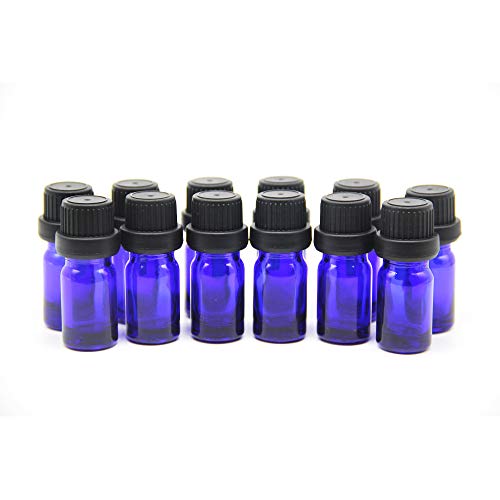 Yizhao Blau Pipettenflasche 10ml mit [Orifice Reducers], Braunglasflasche mit Tropfpipette,für Ätherisches Öl,Aromatherapie, Massage, Duftöl Probe,Make-up,chemische Flüssigkeit – 12Pcs von YIZHAO