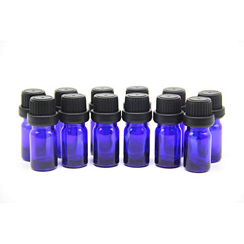 Yizhao Blau Pipettenflasche 5ml mit [Orifice Reducers], Braunglasflasche mit Tropfpipette,für Ätherisches Öl,Aromatherapie, Massage, Duftöl Probe,Make-up,chemische Flüssigkeit – 12Pcs von YIZHAO