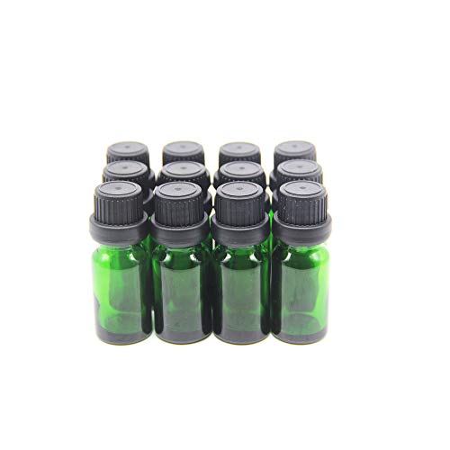 Yizhao Grün Pipettenflasche 10ml mit [Orifice Reducers], Braunglasflasche mit Tropfpipette,für Ätherisches Öl,Aromatherapie, Massage, Duftöl Probe,Make-up,chemische Flüssigkeit – 12Pcs von YIZHAO