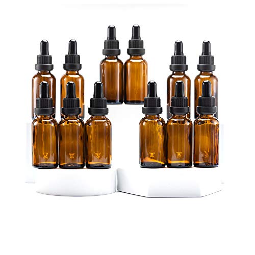 YIZHAO Pipettenflasche 30ml, Apothekerflasche Braunglas mit [Dropper Pipette Glas], Braunglasflasche für Ätherische Öl, Parfümöle,Aromatherapie,Düfte,Flüssigkeit – 12Pcs von YIZHAO