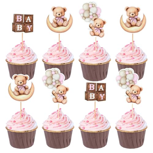 Bären Cupcake Topper, 36pcs Bär Kuchen Topper, Bear Cake Toppers, Bär Tortendeko, Bär Thema Cupcake Topper, Bär Kuchen Dekoration, Bär Cupcake Toppers, Muffin Deko,Babyparty Kuchen Deko von YIZHIXIANGQ