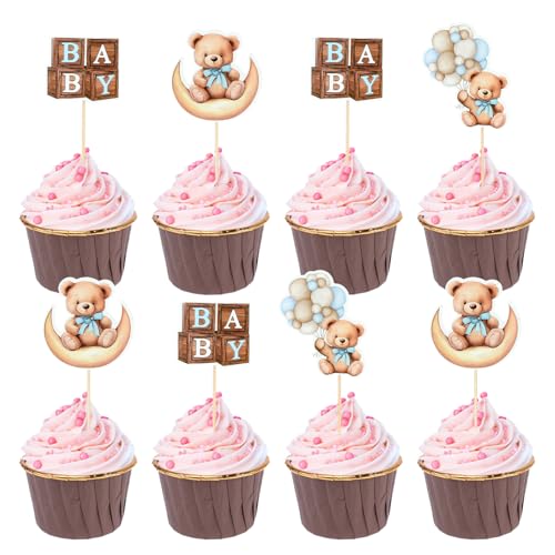 Bären Cupcake Topper, 36pcs Bär Kuchen Topper, Bear Cake Toppers, Bär Tortendeko, Bär Thema Cupcake Topper, Bär Kuchen Dekoration, Bär Cupcake Toppers, Muffin Deko,Babyparty Kuchen Deko von YIZHIXIANGQ