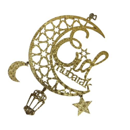 Eid Wood Moon Shaped Pendant For Home And Party Festival Door Decoration Hanging Ornament Family Gathering Accessories von YIZITU