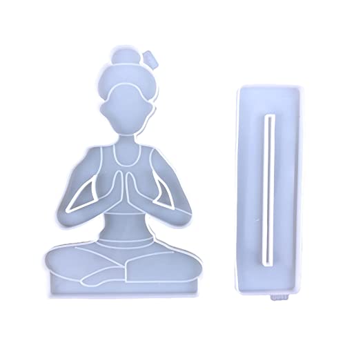 Für Kreative Yoga Mädchen Silikon Harz Form Dekor Werkzeug Für Party Handwerk Yoga Sport Thema Epoxy Casting Handwerk Yoga Matte von YIZITU