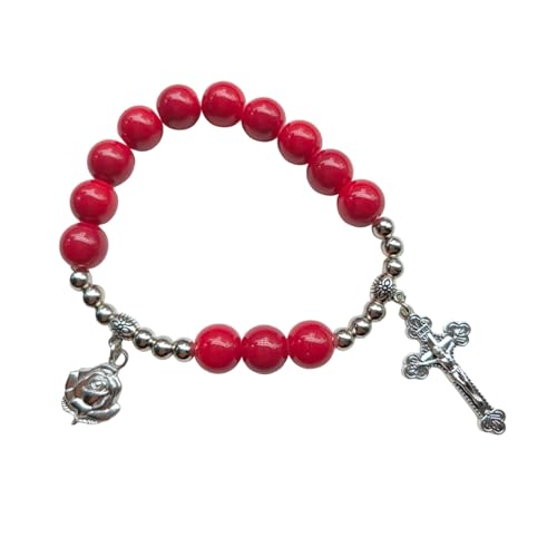 YIZITU Mehrfarbige Glasperlen Kreuz Anhänger Armbänder Handkette Sinnvolles Geschenk Für Christen von YIZITU