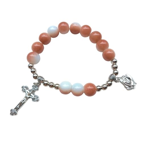 YIZITU Mehrfarbige Glasperlen Kreuz Anhänger Armbänder Handkette Sinnvolles Geschenk Für Christen von YIZITU