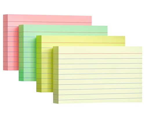YIZUUN Karteikarten, 7,6 x 12,7 cm, Notizkarten (Hellrot, Grün, Gelb, Beige) (200 Stück) von YIZUUN