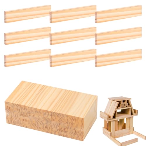 YIZWINS 30 PCS Holzklötzchen Zum Basteln, 100 x 20 x 7 mm Holzbausteine, Bastelklötze, Klötzchenmann, Holzleisten, Stäbchen, Bastelholz für DIY-Projekte und Dekoration, Bau und Verkleidung von YIZWINS