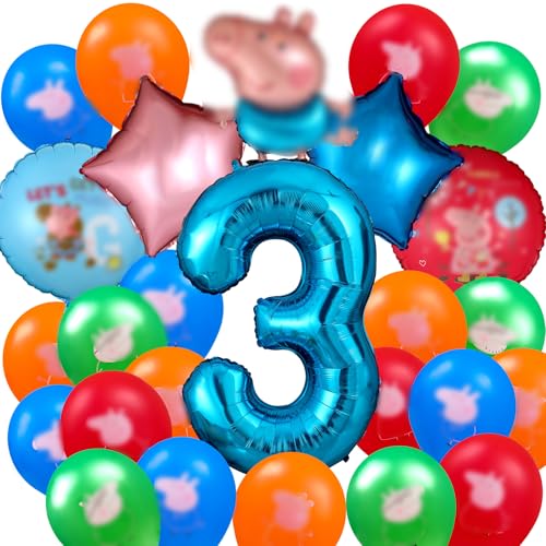 Kindergeburtstag deko 3 jahr Ballon luftballon peppa wutz geburtstag | geburtstagsdeko jungen, Happy Birthday Dekoration peppa wutz Luftballons deko von YJASINAOI