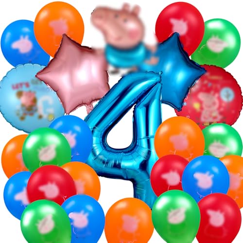 Kindergeburtstag deko 4 jahr Ballon luftballon peppa wutz geburtstag | geburtstagsdeko jungen, Happy Birthday Dekoration peppa wutz Luftballons deko von YJASINAOI