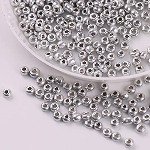 10g Metall Farbe Glas Rocailles Multi Größe 1,5/2/3/4mm Vergoldet SpacerGlasperlen Für Schmuckherstellung DIY Zubehör-Nickel Farbe,1,5mm 1680pcs von YJBEAPT