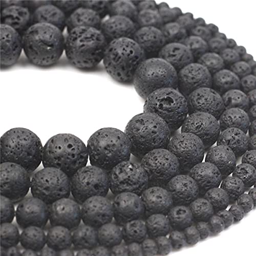 6mm 8mm 10mm 12mm Runde Mischfarbe Lava Vulkanstein Lose Perlen Achate Perlen für Schmuckherstellung 1 Strang 15"-Schwarze Lava, 8mm (ca. 46 Stück) von YJBEAPT