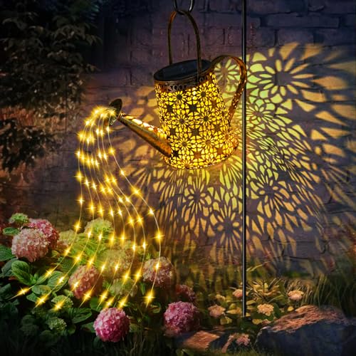 Solar Gießkanne Lichterkette Aussen, Solarlampen Für Außen Garten LED Lichterkette Wasserdicht Gartendeko Solar Lichter mit Schäferhaken, Vintage Lichterkette Draußen Für Garten Hofweg Balkon Terrasse von YJFWAL