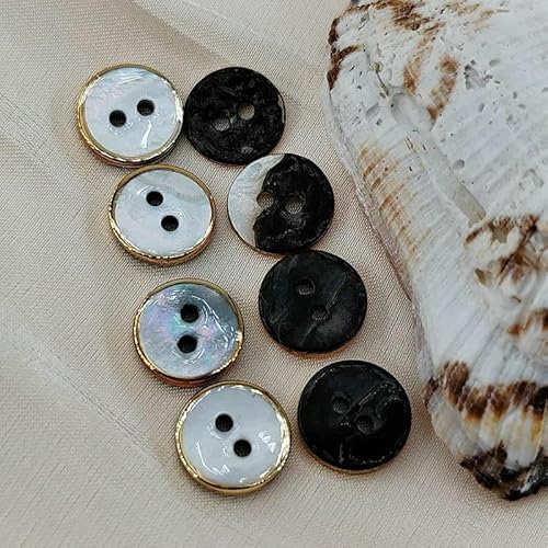 10,5/11,5 mm natürliche Perlmuttknöpfe für Kleidung, luxuriöser 2-Loch-Muschelknopf für Hemd, Pullover, Nähen, DIY, schwarz, 10,5 mm 10,5/11,5 mm natürliche Perlmuttknöpfe für Kleidung, luxuriöser 2-Loch-Muschelknopf für Hemd, Pullover, Nähen, DIY, schwarz, 10,5 mm von YJMYZ