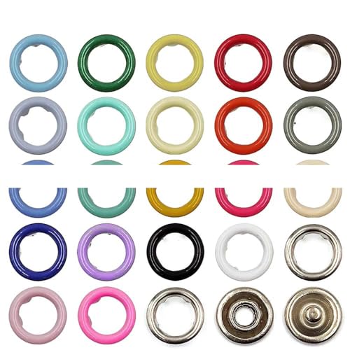 10–50 Sets 7,5/9,5/11 mm Metallzinken-Druckknopf-Ringnieten Verschlüsse für Kleidung, Kleidungsstücke, Nähtaschen, Schuhe-Mischfarbe-7,5 mm, 10 Stück von YJMYZ