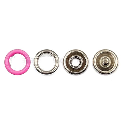 10–50 Sets 7,5/9,5/11 mm Metallzinken-Druckknopf-Ringnietenverschlüsse für Kleidung, Kleidungsstücke, Nähtaschen, Schuhe-Fuchsia-7,5 mm, 50 Stück von YJMYZ