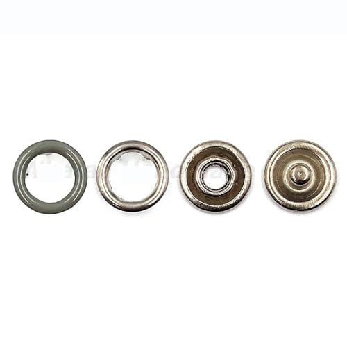 10–50 Sets 7,5/9,5/11 mm Metallzinken-Druckknopf-Ringnietenverschlüsse für Kleidung, Kleidungsstücke, Nähtaschen, Schuhe-Grau-11 mm, 10 Stück von YJMYZ