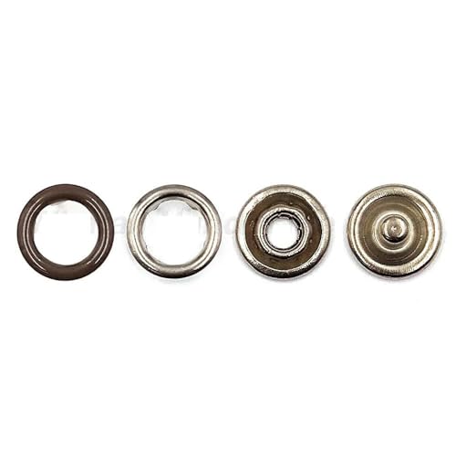 10–50 Sets 7,5/9,5/11 mm Metallzinken-Druckknopf-Ringnietenverschlüsse für Kleidung, Kleidungsstücke, Nähtaschen, Schuhe-Kaffee-7,5 mm, 10 Stück von YJMYZ