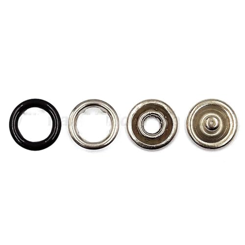 10–50 Sets 7,5/9,5/11 mm Metallzinken-Druckknopf-Ringnietenverschlüsse für Kleidung, Kleidungsstücke, Nähtaschen, Schuhe-Schwarz-11 mm, 20 Stück von YJMYZ