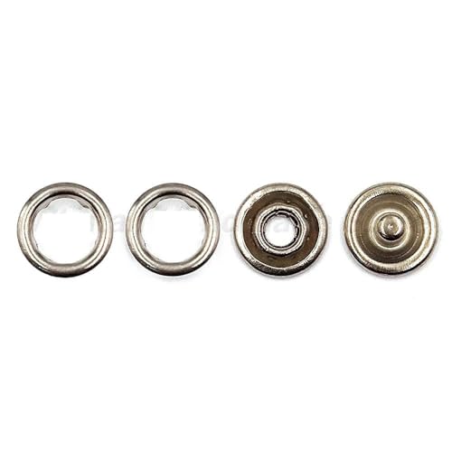 10–50 Sets 7,5/9,5/11 mm Metallzinken-Druckknopf-Ringnietenverschlüsse für Kleidung, Kleidungsstücke, Nähtaschen, Schuhe-Silber-11 mm, 50 Stück von YJMYZ