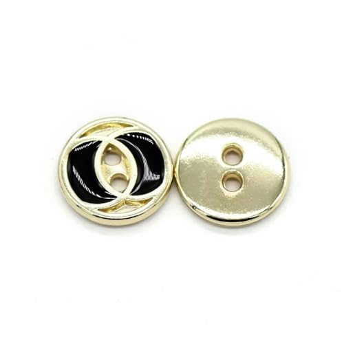 10 Stück 11 mm modische kleine goldene Metallknöpfe für Kleidung Damen Hemd Kleid Bluse Nähzubehör-Nr. 1 Gold Schwarz-11 mm 10 Stück von YJMYZ