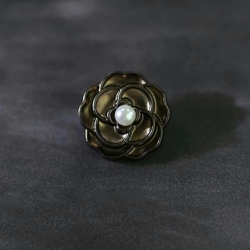 10 Stück schwarze Perlenblumenknöpfe für Kleidung, schöne Damenkleidung, dekorative Knöpfe, Nähzubehör, Knöpfe-Bronze-18 mm-10 Stück von YJMYZ