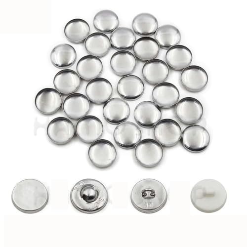 100 Stück Sets/Los Nr. 16–60 DIY handgefertigte Stoffknöpfe, Brotform, rund, mit Stoff überzogener Knopf, Stoff, Metall, 4 Knöpfe auf der Rückseite, L32, Drahtrückseite von YJMYZ