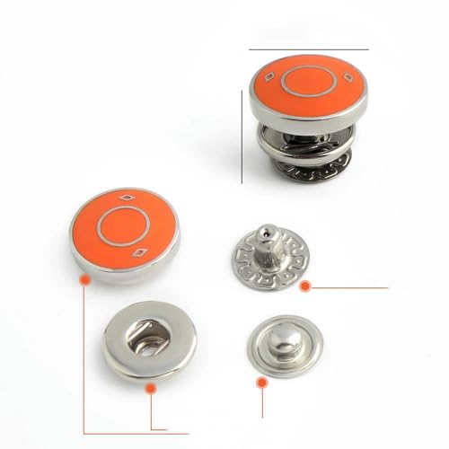 2/5/15 STK. 15 x 10 mm Edelstahl Runder Metallkopf Flache Knöpfe für Taschen Geldbörse Reisepass Rückengurt Knopf Dekoration Zubehör-Orange-5 Stück von YJMYZ