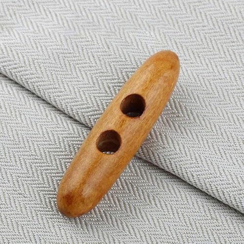 20 Stück Olivenknöpfe Holzknöpfe zum Nähen Basteln Kleidung Mantel Außenpullover Knopf Lange Streifen Druckknöpfe Nähzubehör-U-5,5 cm von YJMYZ