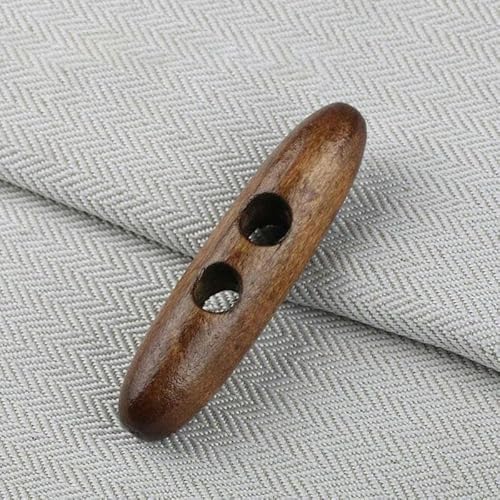 20 Stück Olivenknöpfe Holzknöpfe zum Nähen Basteln Kleidung Mantel Außenpullover Knopf Lange Streifen Druckknöpfe Nähzubehör-V-3,5CM von YJMYZ