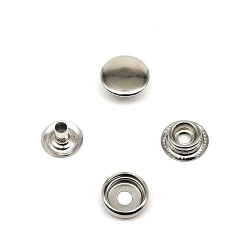 25 Sets 10 mm 12,5 mm 15 mm #633 655 831 201 Metall-Druckknopf-Nieten für Ledertaschen, Kleidung, Jacken, Mäntel, Reparaturwerkzeug, Silber 201 von YJMYZ