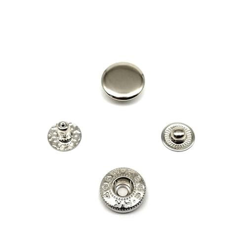 25 Sets 10 mm 12,5 mm 15 mm #633 655 831 201 Metall-Druckknopf-Nieten für Ledertaschen, Kleidung, Jacken, Mäntel, Reparaturwerkzeug, Silber 633 von YJMYZ