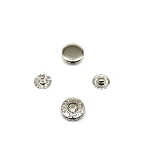 25 Sets 10 mm 12,5 mm 15 mm #633 655 831 201 Metall-Druckknopf-Nieten für Ledertaschen, Kleidung, Jacken, Mäntel, Reparaturwerkzeug, Silber 655 von YJMYZ