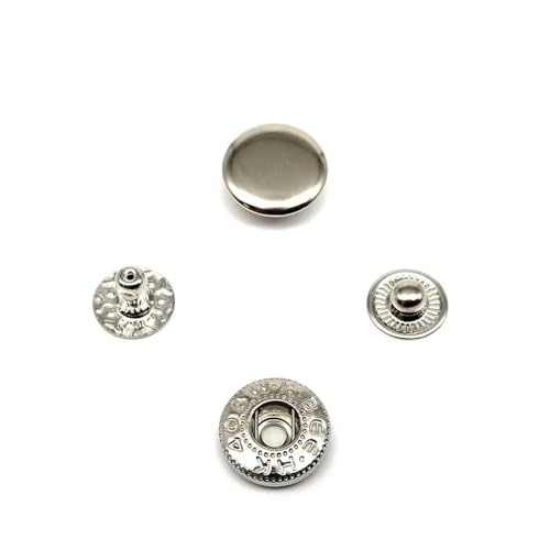 25 Sets 10 mm 12,5 mm 15 mm #633 655 831 201 Metall-Druckknopf-Nieten für Ledertaschen, Kleidung, Jacken, Mäntel, Reparaturwerkzeug, Silber 831 von YJMYZ