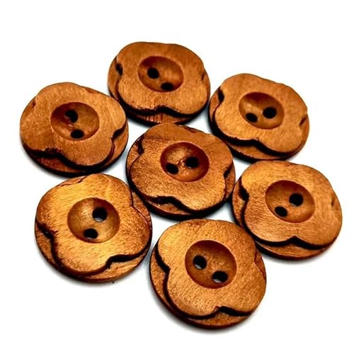 30 Stück/Los 23–30 mm Vintage-Blumenform 2 Löcher dekorative DIY-Holzknöpfe für Handarbeit Scrapbooking Basteln Kleidung Knopf-Stil-10 20 mm von YJMYZ