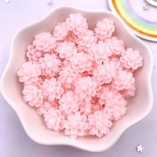 50 Stück 12 mm Harz Doppelschicht Candy Farbe Flatback Blume Strass Scrapbook Hochzeit Knöpfe Applikation Handwerk DIY Nail Art-3 von YJMYZ