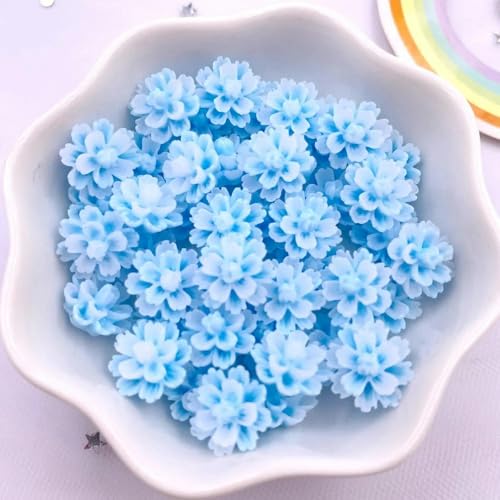 50 Stück 12 mm Harz Doppelschicht Candy Farbe Flatback Blume Strass Scrapbook Hochzeit Knöpfe Applikation Handwerk DIY Nail Art-7 von YJMYZ