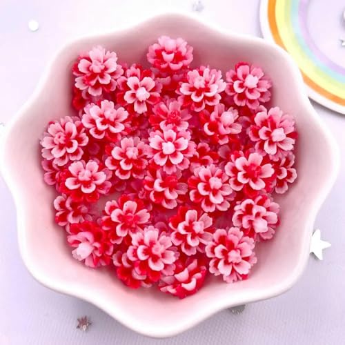 50 Stück 12 mm Harz Doppelschicht Candy Farbe Flatback Blume Strass Scrapbook Hochzeit Knöpfe Applikation Handwerk DIY Nail Art-8 von YJMYZ