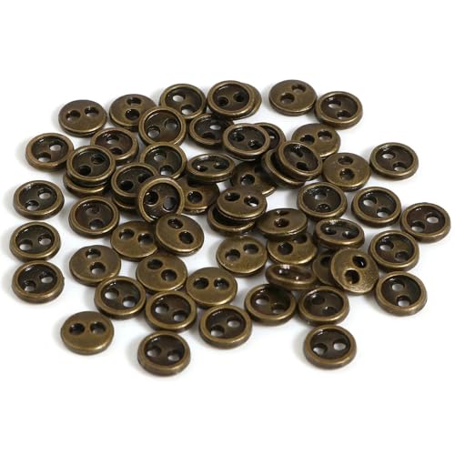 50 Stück 3/4/5 mm Metallknöpfe mit 2 Löchern, runde Knöpfe für Heimwerker, Puppenkleidung, Schnallen, handgefertigte Knöpfe, Nähen von Kleidungszubehör, 1–4,0 mm Durchmesser. von YJMYZ