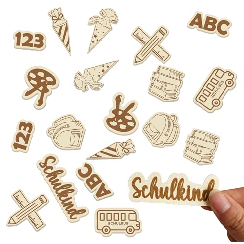 20pcs Einschulung Konfetti Holz, Konfetti aus Holz für die Tischdekoration zur Einschulungsfeier, Schuleinführung Tischdekoration für Schulkind Schulanfang Junge und Mädchen Einschulungsfeier usw. von YJSDDNTY