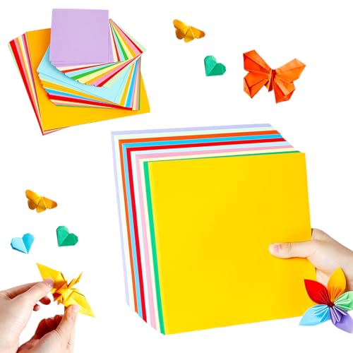 300 Blatt Buntes Origami-Papie, Buntes Papier,20x20 & 15x15 & 10x10CM Doppelseitig Bastelpapier Bunt,Papier Basteln für DIY Bastelprojekte für Kinder,100 Stück Backpapi Heißluftfritteus von YJSDDNTY