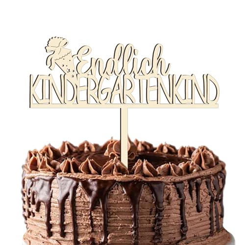 Schulkind Holz Tortendeko, Cake Topper zur Einschulung mit Tortendekoration zum Schulanfang aus Holz von YJSDDNTY