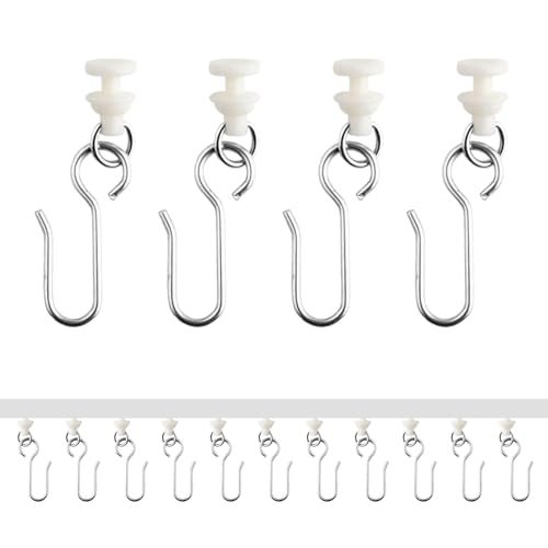 100 Stück Gardinenhaken Gleiter, Gardinenröllchen für Schiene, Curtain Hooks,50 Stück Gardinen Gleiter mit 50 Stück Metall Vorhang Haken für Fenstervorhang Duschvorhang von YJSDDNTY