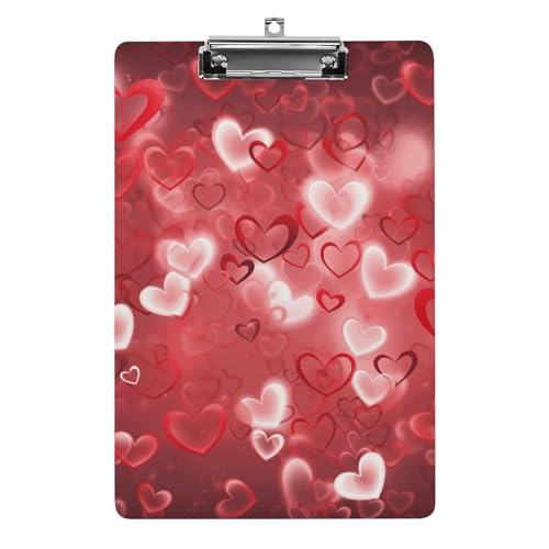 Klemmbrett A4, hält 100 Blatt, Valentinstag Liebe Herz Druck Acryl Klemmbrett Büro Klemmbrett Business Board Clip Lehrertafel Clip von YJWANDL