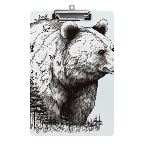 Klemmbrett A4, hält 100 Blatt, Wildtiere, handgezeichneter Bär, Tierdruck, Acryl-Klemmbrett, Büro-Klemmbrett, Business-Board, Clip, Lehrertafel, Clip von YJWANDL