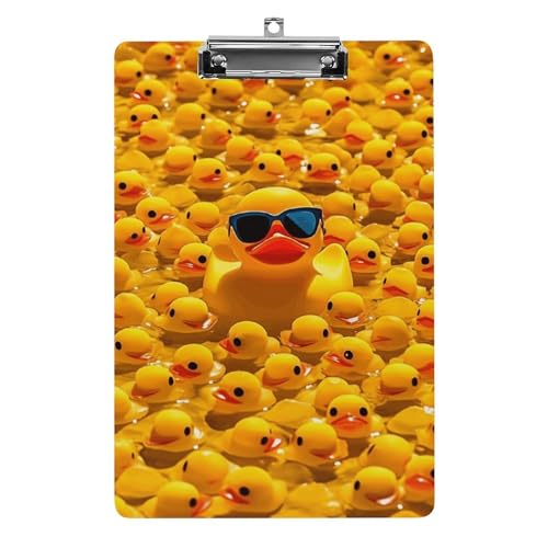 Klemmbrett A4, hält 100 Blatt, gelbe Gummi-Ente mit Sonnenbrillen-Druck, Acryl-Klemmbrett, Büro-Klemmbrett, Business-Board, Clip, Lehrertafel, Clip von YJWANDL