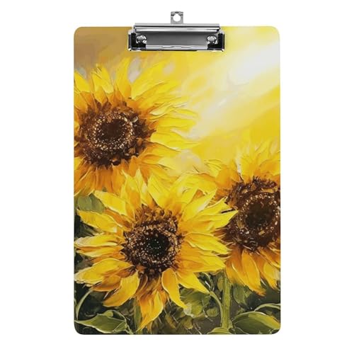 Klemmbrett A4, hält 100 Blatt, gelbe Sonnenblumen-Druck, Acryl-Klemmbrett, Büro-Klemmbrett, Business-Board, Clip, Lehrertafel, Clip von YJWANDL