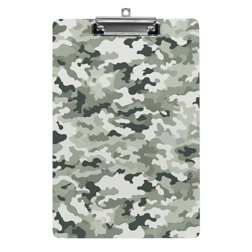 Klemmbrett A4, hält 100 Blatt, weißes Camouflage-Druck, Acryl-Klemmbrett, Büro-Klemmbrett, Business-Board, Clip, Lehrertafel, Clip von YJWANDL